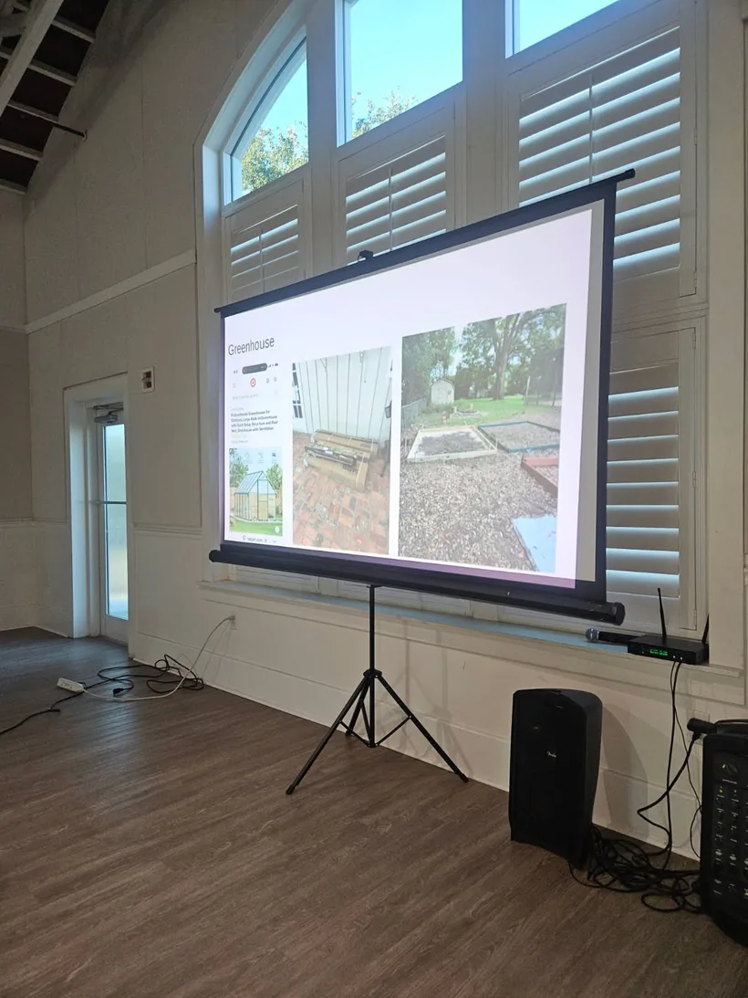 Call Grandpa greenhouse project slide presented at the PROs meeting